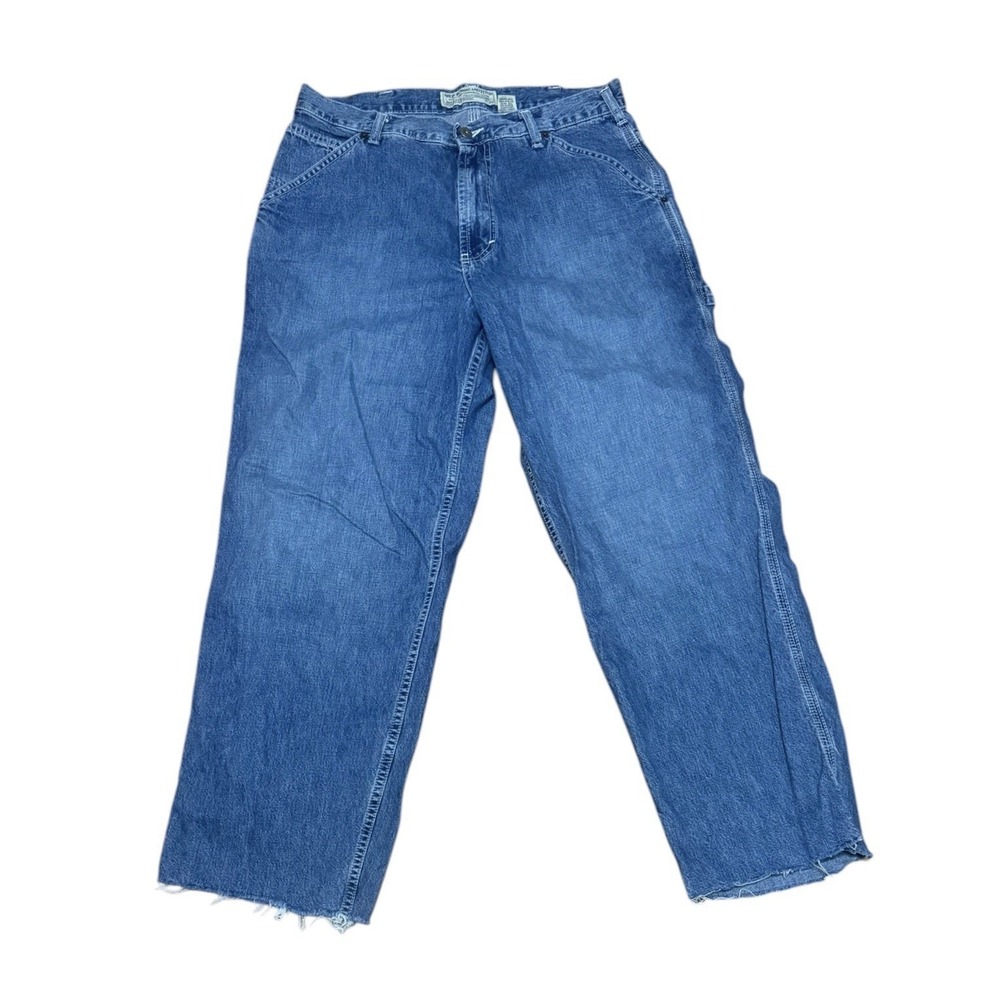 Vintage Abercrombie & Fitch Carpenter Jeans 32A Blue Baggy Straight Distressed